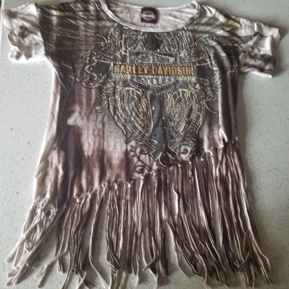 Harley Davidson fringe gemstone top